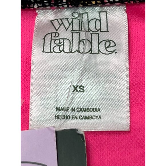 Wild Fable-Women's Ribbed High Waist High Leg Cheeky Bikini Bottom-Black/Pink-XS - Picture 9 of 12